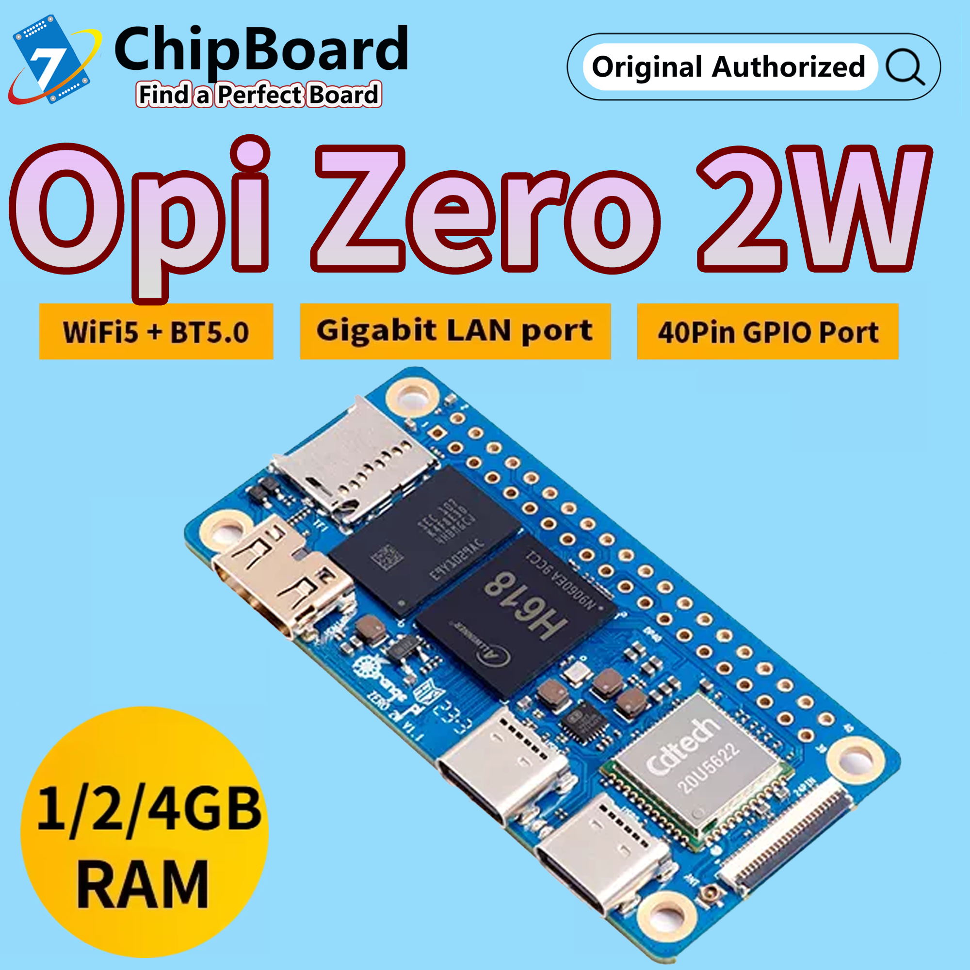 Pi Zero W Board - OPi Zero 2W 1G/1.5G/2G/4GB RAM DDR4