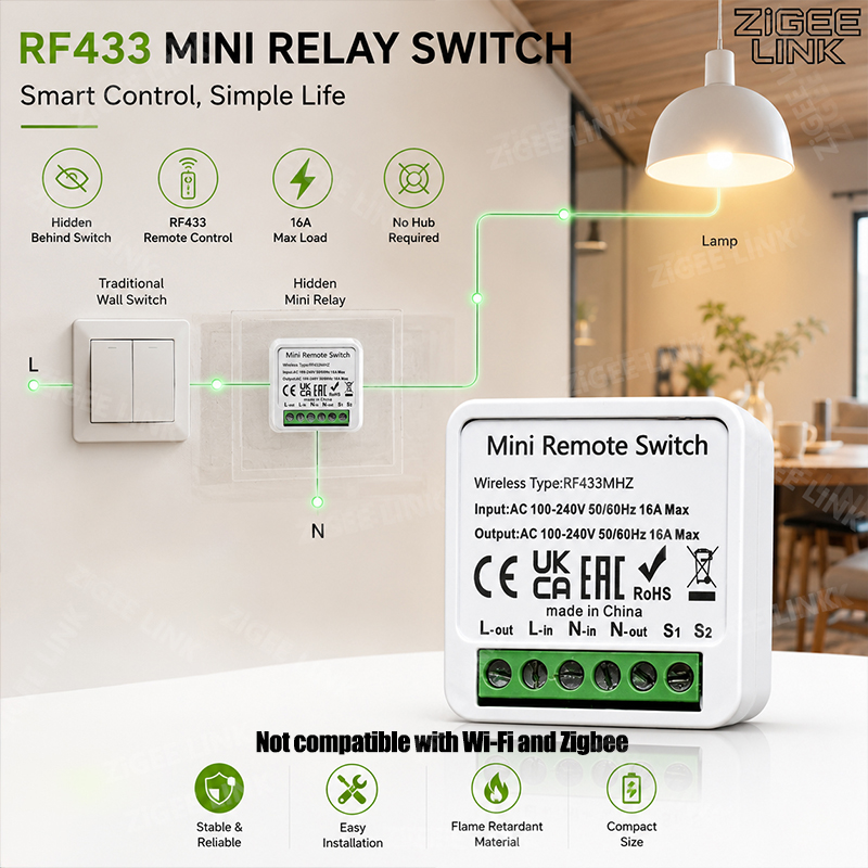 RF433MHz 16A Mini Smart Relay  - Home Automation Systems Diy avaliação e preço