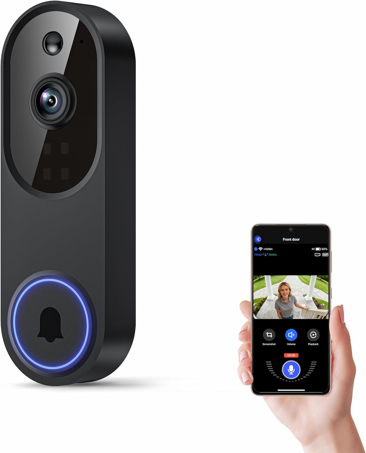 Wireless Wi-Fi Video Doorbell  - Smart Doorbell Wired avaliação e preço