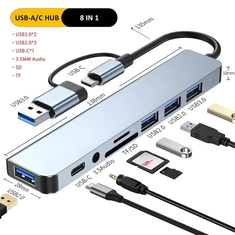 Type C Hub USB Splitter 8 In 1 - Home Assistant Sd avaliação e preço