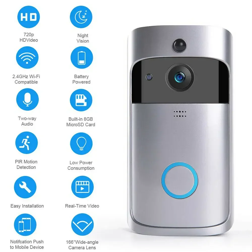 720P HD Smart Home Wireless WI - Smart Doorbell Wired avaliação e preço